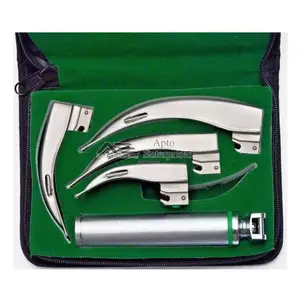 ENT Anesthesia Instrument Fiber Optic Laryngoscope Miller Macintosh Blades Set, 5 Miller & 4 Macintosh & 2 Handle