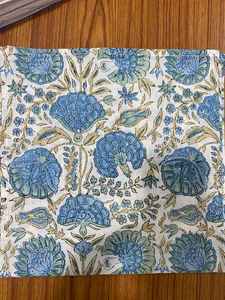 2025 Trending Airforce azul espárrago verde nuevo bloque de mano indio estampado Floral servilleta tela de algodón para eventos de boda cuadrado - Product Image 3