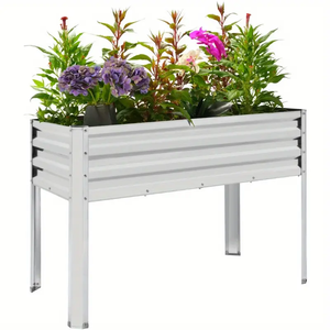 Jardinera Metálica Elevada con Patas para Exteriores, Rectangular Corrugada, Modelo GB010, Venta al Por Mayor - Product Image 1