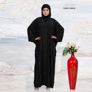 Abaya Bordada de Manga Larga para Mujer, Estilo Kaftan, Vestido Islámico de Noche/Formal, Largo hasta el Suelo, de Nailon Ecológico - Product Image 4