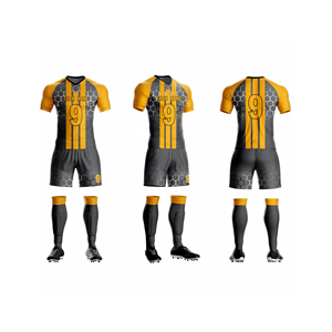 Ensemble de maillot et short de football personnalisé rouge et blanc, manches courtes, col rond, 100% polyester, séchage rapide, respirant, vêtements de sport d'été pour équipe - Product Image 5