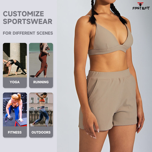 Nouvelle arrivée 100% coton Design personnalisé de haute qualité léger 2 pièces femmes genou longueur hauts courts ensemble solide toile tissu - Product Image 5