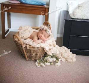 Cesta de dormir de nido de bebé de madera curvada rústica Vintage para accesorios de fotografía recién nacido o decoración de dormitorio - Product Image 2