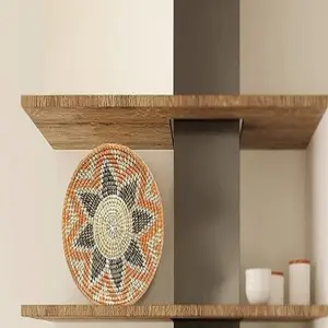 壁掛けホームデコレーション手作り自然丸みを帯びた壁籐装飾籐海草竹バスケット
