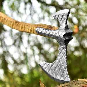Hache Viking à double tête de haute qualité, forgée à la main, en acier à haute teneur en carbone, pour le camping en plein air, la survie, avec un étui en cuir fin - Product Image 5