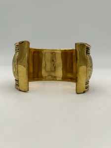 Brazalete ancho de diseñador floral de latón puro 100% hecho a mano, brazalete ajustable, Regalo para mamá - Product Image 2