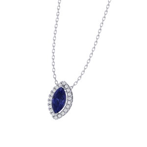 สร้อยคอเงินแท้ชุบทองคำขาว ประดับด้วยจี้พลอยแทนซาไนต์ทรงมาร์ควิส ความยาว 18 นิ้ว กว้าง 8.0 มม. - Product Image 3