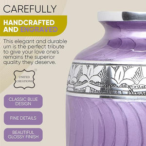Urnes funéraires en métal argenté violet pour cendres humaines Urnes de crémation urne adulte en laiton de crémation pour cendres humaines - Product Image 6