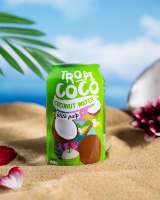 Tropi Coco Pure Natuurlijke Kokoswater van een toonaangevende fabrikant van frisdranken, 100% zuiverheid, gesteriliseerd, gefilterd, HACCP/ISO/HALAL gecertificeerd, 0,33L