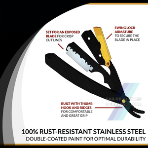 Maquinilla de afeitar de peluquero de acero inoxidable con logotipo personalizado, maquinillas de afeitar de una sola hoja, maquinilla de afeitar de peluquero de Garganta Cortada de alta calidad - Product Image 4