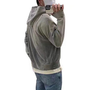 Sweat à capuche lourd sans ficelle personnalisé hommes en détresse surdimensionné blanc acide Vintage lavé à l'acide sweats à capuche pour hommes - Product Image 4