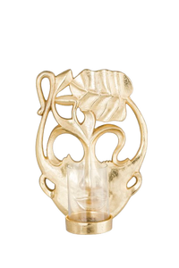 Votivo de aluminio con diseño de pétalos de árbol y hoja, herramientas de ensalada de Metal con acabado antiguo dorado, forma de hoja decorativa de mesa - Product Image 4