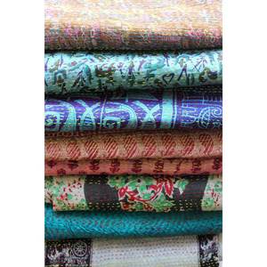 Vintage Kantha Silk <b>Scarf</b> Reversible 100% Silk Sari Saree Wrap Hand Drawn Designer Pattern Long Indian <b>Dupatta</b> Wholesale Supply - Product Image 2