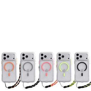 Coque de téléphone transparente officielle IP 17 Air avec texture côtelée luminescente, support magnétique en relief, TPU+PC - Product Image 1