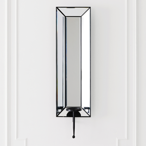 Applique murale décorative pour la maison de luxe moderne Applique murale en verre biseauté rectangulaire avec support de bougie en métal noir Art mural - Product Image 6