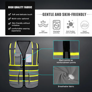Venta al por mayor de fábrica, chaleco de seguridad reflectante de alta visibilidad, malla de poliéster, ropa de trabajo transpirable ligera con logotipo personalizado para trabajadores - Product Image 4