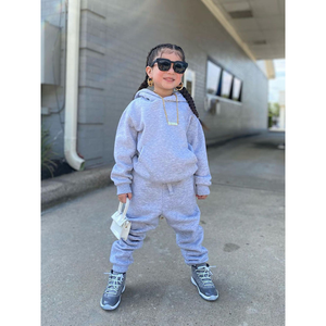 ชุดเซ็ตเสื้อฮู้ดและกางเกงวอร์มผ้าฟลีซสำหรับผู้ใหญ่ไซส์พลัส  แบบมีฮู้ดสำหรับเด็กชายและเด็กหญิง  ชุดลำลองสองชิ้นสำหรับฤดูหนาว - Product Image 2