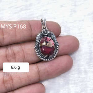 Colgante de Turquesa Natural con Diseño de Rosa Dahlia, Gema de Turquesa, Plata 925, Precio al por Mayor - Product Image 1