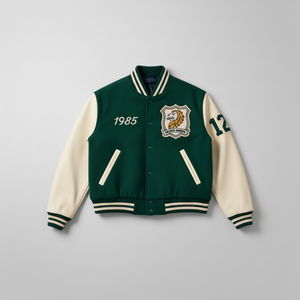 เสื้อแจ็คเก็ตวาร์ซิตี้สไตล์วินเทจ แขนผ้าขนสัตว์หนา ย้อมสีแบบย้อมตัว ปักลายตามสั่ง คุณภาพสูง สำหรับทุกเพศ ลายคลับด้านหน้า ปี 1985 - Product Image 3