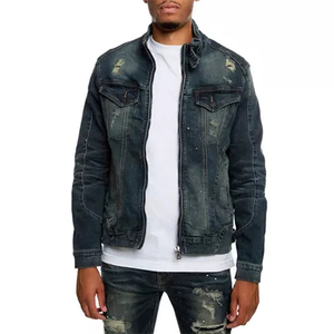 OEM Personnalisé Élégant Délavé Scratch Design Sports Bleu Street Wear Patch Hommes Jean Denim Vestes pour Hommes - Product Image 1