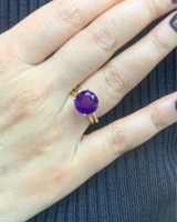 Bague de mariage en améthyste violette naturelle certifiée, plaquée or rhodié 18 carats, pierre précieuse de haute qualité, 4 griffes, meilleur cadeau, faite à la main