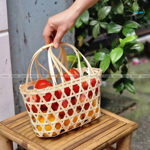 PANIER CADEAU EN BAMBOU réutilisable écologique avec poignées Emballage durable pour cadeaux ou stockage Décoration intérieure - Product Image 3