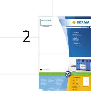 HERMA ฉลากอเนกประสงค์พรีเมียม 210 X 148 มม. กระดาษสีขาวแบบไม่สามารถลอกออกได้ 400 ฉลาก/แพ็ค กระดาษสำนักงาน - Product Image 1