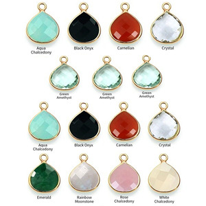 Colgantes de piedra natal de lágrima chapados en plata, abalorios de bisel facetados de 12mm para enero a diciembre, piedras de nacimiento, fabricación de joyas hechas a mano - Product Image 6