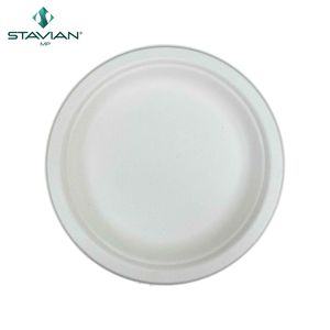 Assiette jetable biodégradable de haute qualité STAVIAN, ronde, blanche et brune, 10 pouces, écologique - Product Image 5