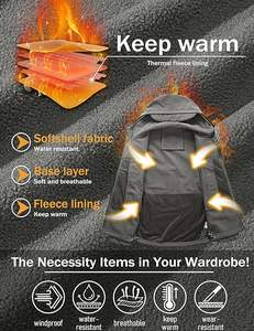 Veste d'hiver tactique doublée en polaire respirante pour hommes, 7 poches, coque souple pour moto, course automobile, résistante à l'eau - Product Image 4