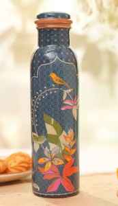 Botella de Cobre para Almacenar Jugos de Frutas con Diseño de Flores y Esmalte, Botella de Agua de Cobre con Beneficios para la Salud - Product Image 5