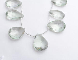 Collier en améthyste verte facettée en forme de poire, pierre précieuse naturelle, 1 brin pour la fabrication de bijoux fins - Product Image 2