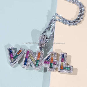 Lujo personalizado VN4L tono plateado Hip Hop declaración VVS laboratorio cultivado joyería Multicolor Baguette piedras finas colgantes encantos - Product Image 1