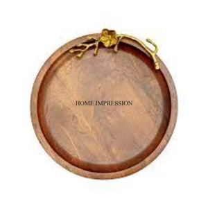 Natural Look Most Demanding Round Shape <b>Wooden</b> <b>Tray</b> <b>Table</b> Centerpiece Restaurants and Hotels Supplies From Indian Manufacturer - Product Image 4