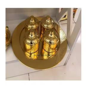 Bol de service pour fruits secs de qualité supérieure, en bois, au design attrayant, finition émaillée, forme ronde, avec couvercle supérieur en métal doré - Product Image 4