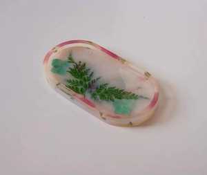 Platos y bandeja de baratija de resina en forma ovalada púrpura y verde Patrón personalizado Plato moderno para servir alimentos Apto para lavavajillas - Product Image 1