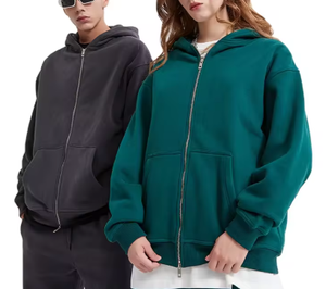 เสื้อฮู้ดขนแกะแบบมีซิปสำหรับทุกเพศเสื้อกันหนาวแบบสวมหัวมีฮู้ดสองชั้นแบบเรียบเรียบสำหรับผู้ชายและผู้หญิง - Product Image 6