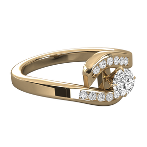 แหวนเพชรเม็ดเดี่ยวทรงบริลเลียนท์ 14K ทองคำ ประดับเพชรเพาะเลี้ยง - Product Image 1