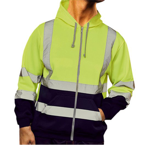 Pakistan Manufacturer Work Safety Wear <b>Hoodies</b> for Men's Zipper up With Reflective Straps Sweatshirts <b>Hi</b> <b>Viz</b> <b>Hoodie</b> for Adults - Product Image 2