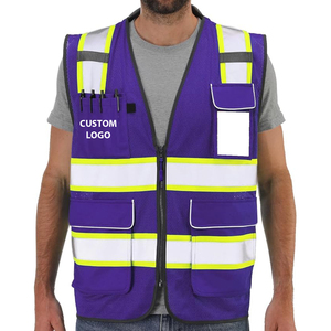 Chaleco DE SEGURIDAD reflectante de alta visibilidad OEM para hombres, Material de malla de poliéster, bolsillos con logotipo, ropa de trabajo de seguridad para la construcción - Product Image 3