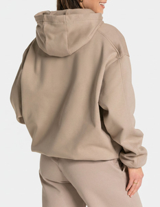 Ensemble survêtement femme en molleton de coton respirant, sweat à capuche zippé taupe à capuche, jogging, 2 pièces, best-seller de l'hiver - Product Image 4