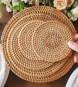 Juego de Platos para Bebidas de Mimbre de Bambú, Diseño Clásico de Flores, Accesorios Ecológicos para Mesas, Hecho en Vietnam - Product Image 6