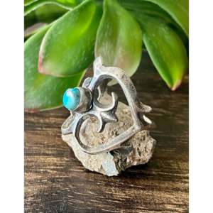 Tonya Yazzie Kingman Turquoise & Platinum <b>Ring</b> with Bezel Setting <b>Boho</b> Style Size 10.75 for Everyday Wear Vermeil Plating - Product Image 4