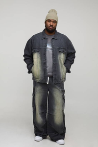 Veste en jean décontractée pour homme, design personnalisé, avec boutons, effet vieilli, strass, coupe-vent et écologique, vente en gros - Product Image 3