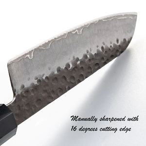 Cuchillo de Cocina Santoku Profesional Forjado a Mano de 7 Pulgadas, Acero Inoxidable Japonés con Alto Contenido de Carbono, 3 Capas AUS10, Mango de Madera, Cuchillo de Chef - Product Image 3