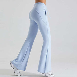 2026 nuevo diseño pantalones de chándal Acampanados para mujer entrenamiento deportes pantalones de chándal acampanados bolsillo Casual Joggers Fitness correr pantalones de chándal acampanados - Product Image 2