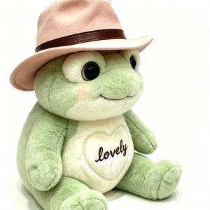 customized Cowboy frog plush <b>toy</b>, Frog <b>stuffed</b> animal with pink fedora hat, Cute sitting frog plush - Product Image 5