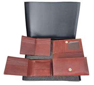 Conjunto de cartera de cuero genuino para hombre y mujer, bolso de mano con cinturón, tarjetero para regalo de negocios - Product Image 3