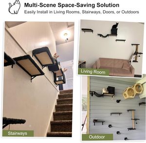 5 En 1 moderno gris Drywall 16 \ "gato pared muebles conjunto ahorro de espacio gato árbol rascador postes cama sofá percha - Product Image 6