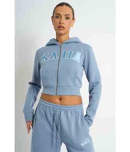 ชุดวอร์มลำลองสีน้ำเงินสไตล์วินเทจ ปักลาย สำหรับผู้หญิง แบบซิป - Product Image 1